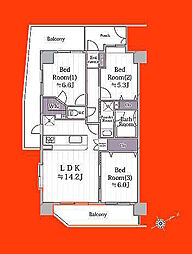 セレナハイム北松戸 3LDKの間取図画像