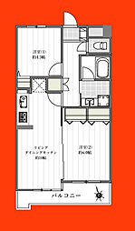 ライオンズマンション下総中山 2LDKの間取図画像