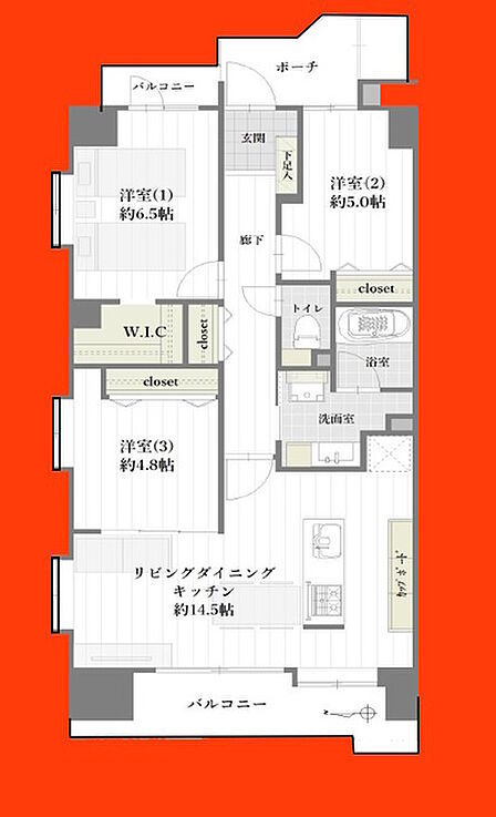 3LDK 間取り