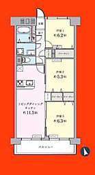 新松戸西パークハウスB 3LDKの間取図画像