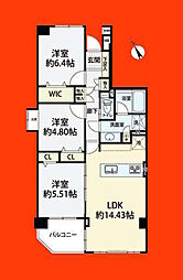 コスモ東習志野 3LDKの間取図画像