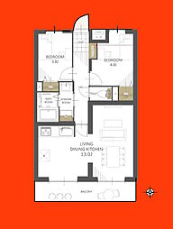ライオンズマンション千葉山王第2 2LDKの間取図画像