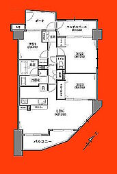 サンクレイドル千葉登戸スカイレジデンス 3LDKの間取図画像