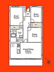 検見川ガーデンハイツ1棟 3LDKの間取図画像