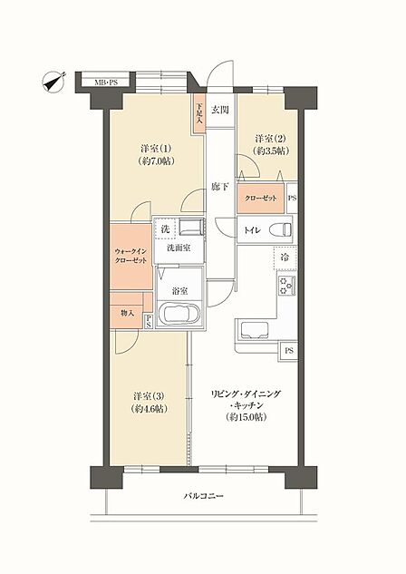 3LDK 間取り