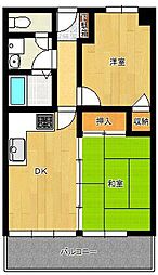 ビーバードルチェ防府 2DKの間取図画像