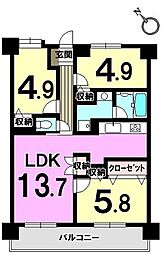 グランドパレス長者原 3LDKの間取図画像