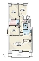 東急ドエルアルス白石 3LDKの間取図画像