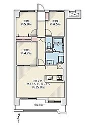 ライオンズマンション中の島通り 3LDKの間取図画像