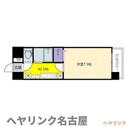 グランメール城西 9階1Kの間取り