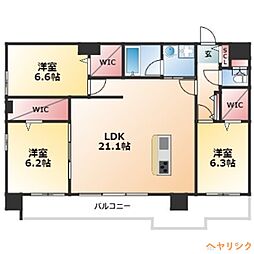 FRENCIA NOIE名駅 10階3LDKの間取り