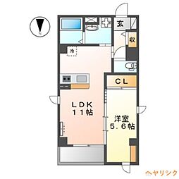センチュリーハイツ金城 4階1LDKの間取り