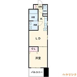 プラージュ大曽根 1階1LDKの間取り