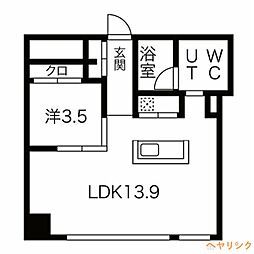 コレクション名駅III 3階1LDKの間取り