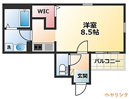 Cherim志賀本通 3階ワンルームの間取り