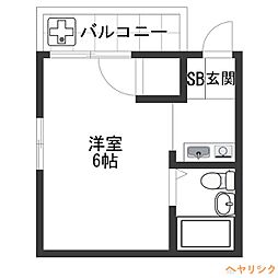 キョウメイタウン 3階ワンルームの間取り