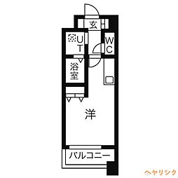 ラ・ヴィ・アン・ローズ 13階ワンルームの間取り