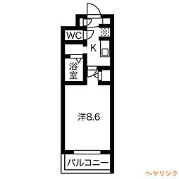 ラ・ヴィアンパレスII 1階1Kの間取り