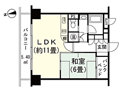 マウントマリーナ草津浅間棟 1LDKの間取図画像