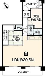 オーズタウンイーストスクエア2番館 2LDKの間取図画像