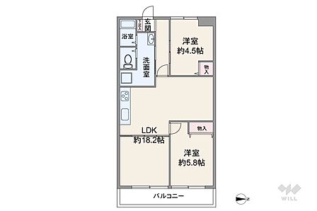 2LDK 間取り