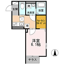 リバーポット 1階1Kの間取り