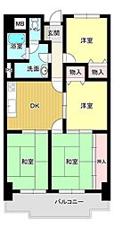 豊国スカイマンション山口 4DKの間取図画像