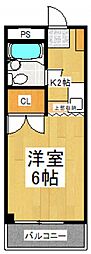 フリースクエアー英 1Kの間取図画像