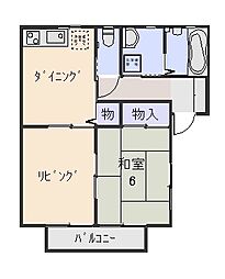 ルミエール東金B棟 2DKの間取図画像
