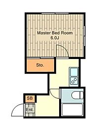 パールハイツ 2階1Kの間取り