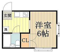 サンハイム 2階ワンルームの間取り