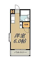 JR中央線 国分寺駅 徒歩7分の賃貸マンション 1階ワンルームの間取り