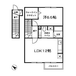 JR八高線 箱根ケ崎駅 徒歩29分の賃貸アパート 2階1LDKの間取り