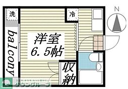 西武拝島線 東大和市駅 徒歩3分の賃貸アパート 3階ワンルームの間取り