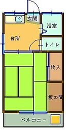 JR中央線 国立駅 徒歩10分の賃貸アパート 2階1Kの間取り