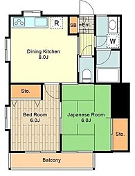 西武拝島線 東大和市駅 徒歩14分の賃貸アパート 2階2DKの間取り