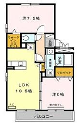 西武拝島線 西武立川駅 バス13分 三ツ木交差点下車 徒歩3分の賃貸アパート 2階2LDKの間取り