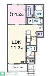 JR中央線 西国分寺駅 徒歩7分の賃貸アパート 1階1LDKの間取り
