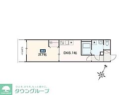 JR青梅線 福生駅 徒歩13分の賃貸アパート 2階1DKの間取り