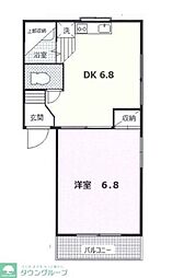 JR青梅線 小作駅 徒歩3分の賃貸マンション 3階1DKの間取り