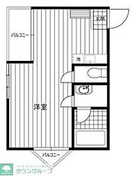 JR八高線 拝島駅 徒歩12分の賃貸マンション 4階ワンルームの間取り