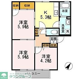 西武池袋線 清瀬駅 徒歩26分の賃貸アパート 2階3Kの間取り