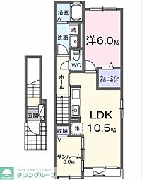 カーサ・セレノ 2階1LDKの間取り