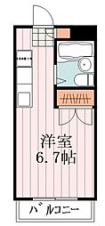 JR青梅線 東中神駅 徒歩7分の賃貸マンション 3階1Kの間取り