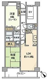 JR青梅線 西立川駅 徒歩3分の賃貸マンション 5階2LDKの間取り