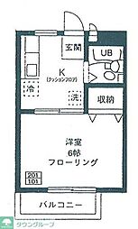 ウェーブ・サイン 1階1Kの間取り