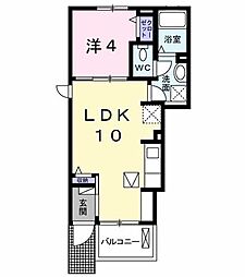 西武拝島線 玉川上水駅 徒歩18分の賃貸アパート 1階1LDKの間取り