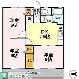 ユニフローラ 2階3DKの間取り