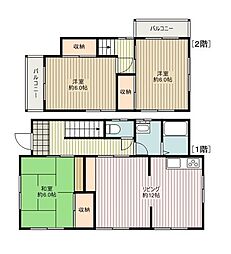 多摩都市モノレール 上北台駅 徒歩20分の賃貸一戸建て 2階3LDKの間取り