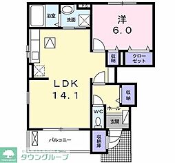 西武拝島線 西武立川駅 徒歩19分の賃貸アパート 1階1LDKの間取り